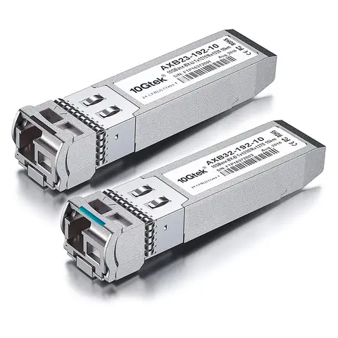 A Pair of 10G SFP+ BiDi DOM 10 km Single LC SMF optical transceiver