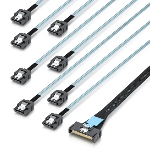 MCIO 8X SFF-TA-1016 to 8x SATA, Mini Cool Edge IO Host/RAID to SATA Target HD, 0.5m~1m