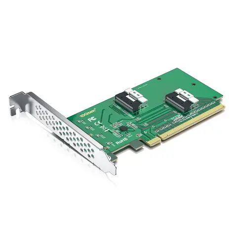 PCIe to SFF-8654 adapter for U.2 NVMe SSD, PCIe4.0 X16, 2x 8i SFF-8654