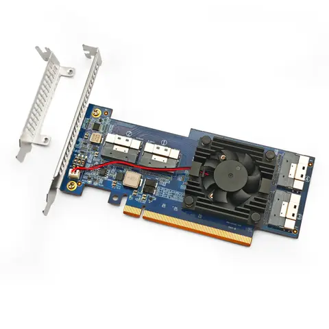 PCIe4.0 X16 to 4x SFF-8654 8i adapter, for GPU & NVMe SSD, PEX88048 Controller with Bifurcation function
