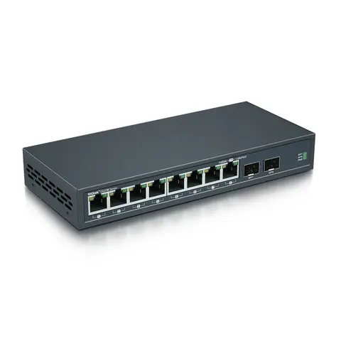 8 RJ45 ports & 2 SFP slots fiber media converter, 10 ports 1.25G Desktop Fiber Ethernet Switch