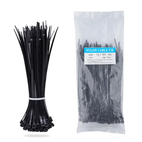 Nylon Zip Ties(100 pcs), 6 x 0.14 inch, Black, UL Certified
