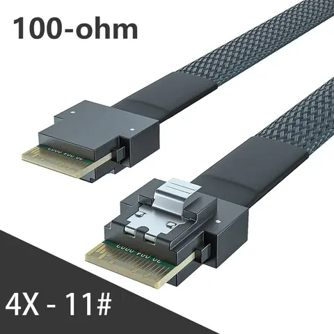 24G SFF-8654 to SFF-8654 4i Internal SlimSAS Cable, SAS 4.0, 100 ohm, 0.5 meter, with sideband (pack of 50)