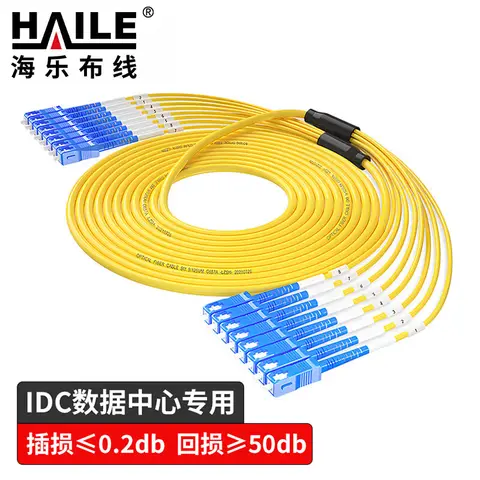 HAILE single-mode optical cable 8-core SC-SC bundled fiber patch cord pre-terminated breakout fiber PVC 25 m HJ-8SC-SC-SF25