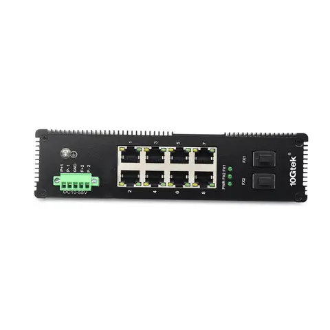Industrial IP40, 10-Port Gigabit Ethernet Switch, G0208i, DIN-Rail Mount (power supply is not included)
