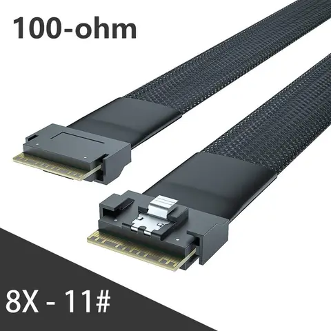 24G SFF-8654 to SFF-8654 8i Internal SlimSAS Cable, SAS 4.0, 100 ohm, 0.5~1 Meter, with sideband