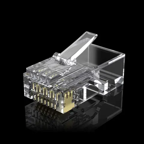 CAT.6 RJ-45 Pass Through Connectors, CAT.6 Ethernet Ends Modular UTP Plug Connector with Flexible Latch, 100-Pack