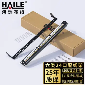 HAILE Cat6 24-port patch panel 50u gold-plated 1U rackmount cabinet CAT6 network EDF patch panel data dedicated HT-2124A