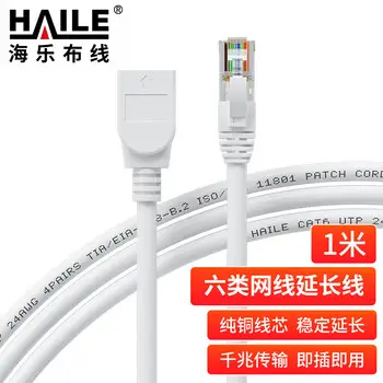 HAILE RJ45 Ethernet cable extension Cat6 Ethernet cable Ethernet port connector extension gigabit network broadband interface connecting cable pure copper twisted pair 1 m HT-512-1M