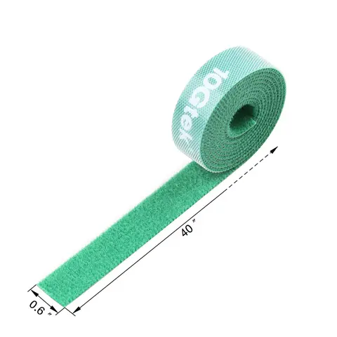 Self-Attaching Reusable Hook & Loop Fastening Tape, Double Side Cable Tie, L 40''(100cm) x W 0.6''(1.45cm), 11 PCS