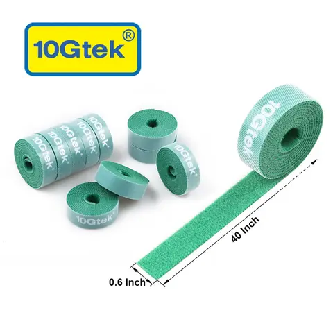 Self-Attaching Reusable Hook & Loop Fastening Tape, Double Side Cable Tie, L 40''(100cm) x W 0.6''(1.45cm)