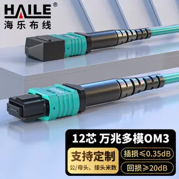 HAILE fiber patch cord MPO-MPO female 12-core multimode 10G OM3 40 / 100G / 200G module fiber jumper 1 m MPO-MT12-1M