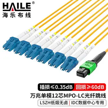 HAILE single-mode MPO-LC fiber patch cord 12-core OS2 10G single-mode 40G 10G MPO breakout fiber 1 m MPO-S12-LC-1M
