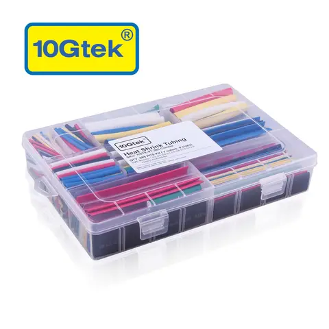Heat Shrink Tubing, 385Pcs Kit (7 colors/9 sizes), Shrinkage Ratio 2:1