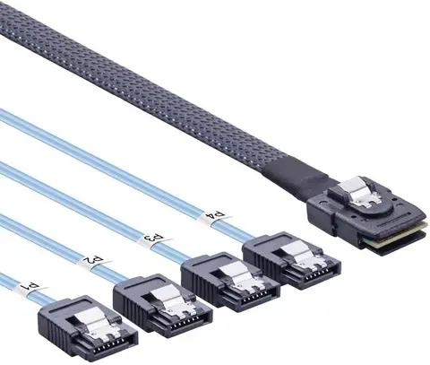 Mini-SAS SFF-8087 to 4 SATA Internal SAS Forward Cable, 0.5~1 Meter