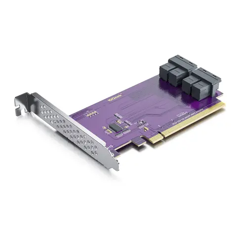 PCIe3.0 X16 to 4x SFF-8643 adapter Card for U.2 SFF-8639 NVMe SSD, with SFF-8643 Mini-SAS HD Connector