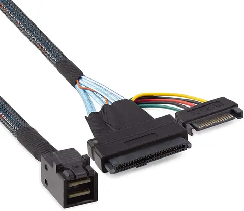 SFF-8643 to U.2(SFF-8639) NVMe SSD Internal Mini-SAS Cable with SATA Power 0.5~1 Meter