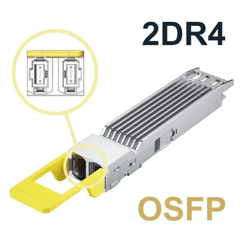 OSFP 800G Finned-top, Twin-port OSFP 2x400Gb 2x DR4 single mode optical transceiver, up to 500m @ SMF MPO-12 / APC