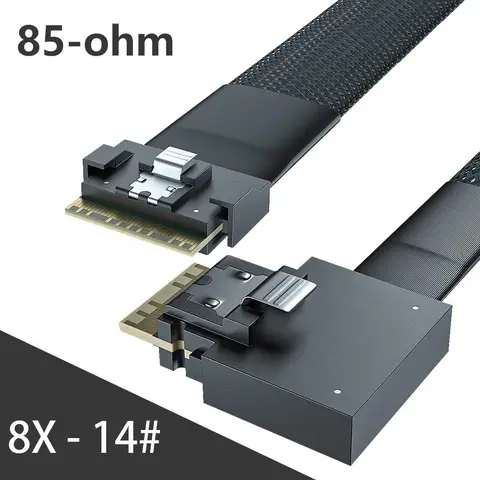 24G Internal SlimSAS SFF-8654 to SFF-8654 8i Cable, PCIE 4.0, 85 ohm, with sideband
